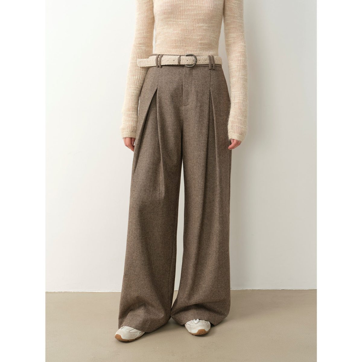 "City Stroll" casual and relaxed wool-blend double-pleated straight draped wide-leg casual trousers for autumn - Image 17