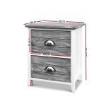 NNEDSZ 2x Bedside Table Nightstands 2 Drawers Storage Cabinet Bedroom Side Grey - Image 2