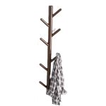 Rustic Pine Wall-Mounted Coat Rack with 8 Hooks - Coffee (80cm)
