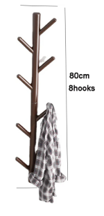 Rustic Pine Wall-Mounted Coat Rack with 8 Hooks - Coffee (80cm) - Image 4
