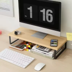 NNETM Vintage Wood Monitor Stand Riser - 30cm Wood - Image 3