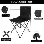 Foldable Camping Chair with Side Pocket Black - Image 4