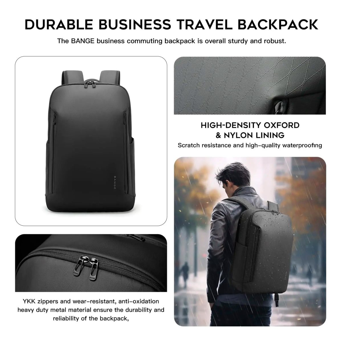 NNEOBA 15.6-Inch Casual Laptop Backpack Black - Image 4
