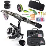 Telescopic Rod and Spinning Reel Carbon Fiber Travel Set Black