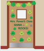 SHAPES ETC.  Green Shamrock Assorted Color Creative Cut-Outs- 5.5” - Image 2