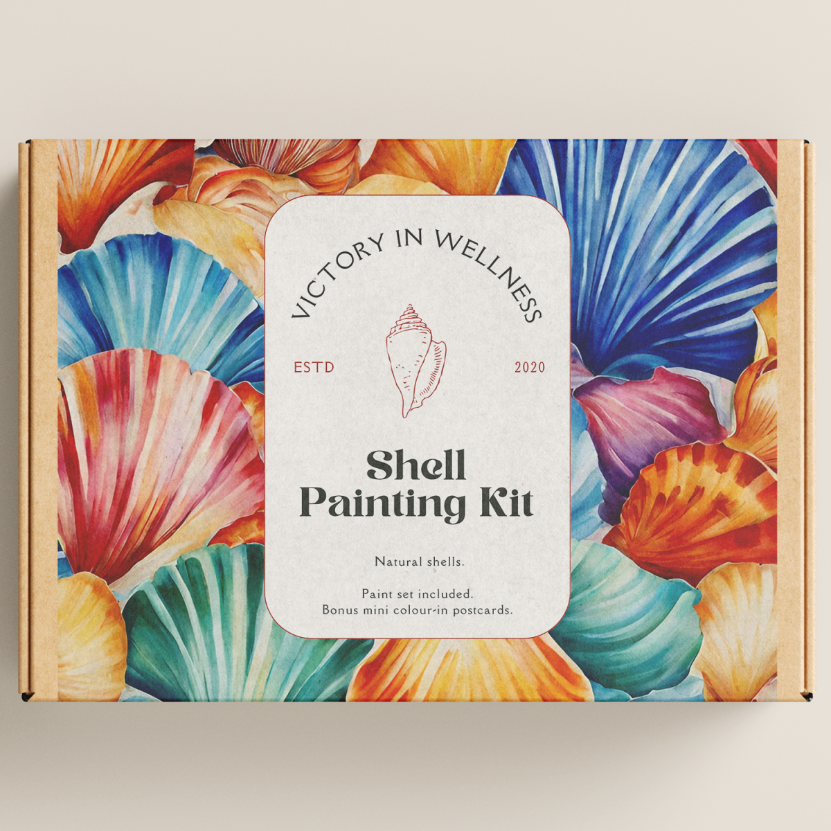 DIY Shell Painting Kit, Ocean-Themed Craft Activity for Adults and Kids, Includes Shells, Acrylic Paints, and Brushes | by Victory In Wellness - Image 1