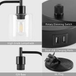 NNEDSZ 2x Pack Industrial Table Lamp with 2 USB Port for Bedside Nightstand Desk and Living Room Office (Bulb not Included) - Image 4
