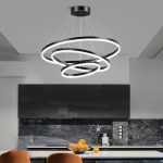 NNEDSZ Gold 3 Rings Minimalist LED Pendant Light Adjustable Circular Chandelier - Image 5