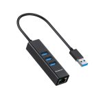 NNEDSZ CHN420 Aluminium 3 Port SuperSpeed USB HUB with Gigabit Ethernet Adapter Black - Image 2
