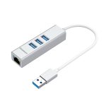 NNEDSZ CHN420 Aluminium 3 Port SuperSpeed USB HUB with Gigabit Ethernet Adapter Silver