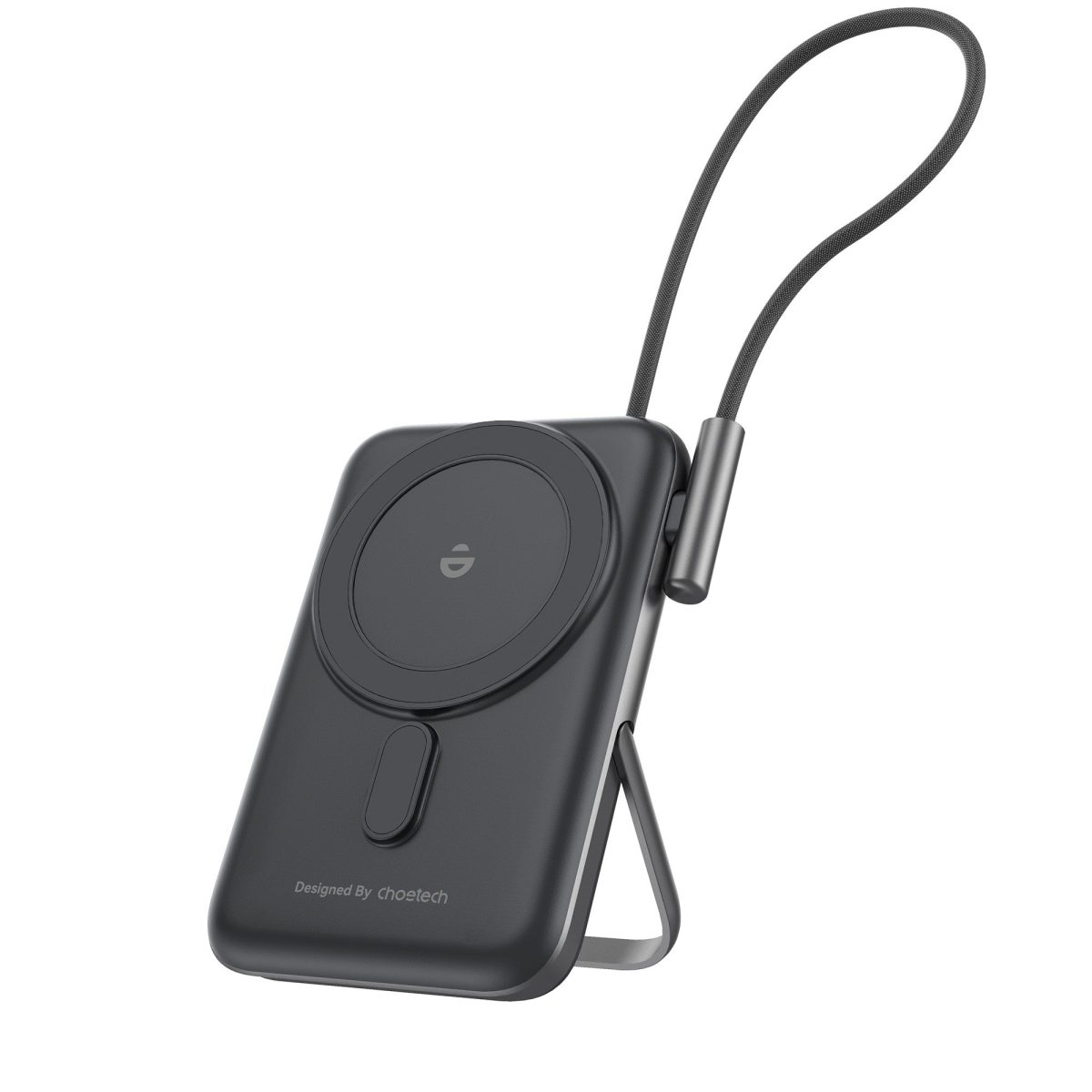 NNEDSZ CHOETECH B735-BK 10000mAh 20W MagLeap Wireless Power Bank Black with Phone Holder and Build-in Cable - Image 1