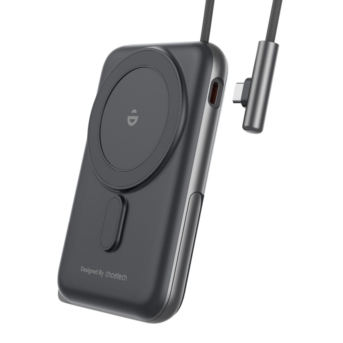 NNEDSZ CHOETECH B735-BK 10000mAh 20W MagLeap Wireless Power Bank Black with Phone Holder and Build-in Cable - Image 2