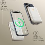 NNEDSZ CHOETECH B735-WH 10000mAh 20W MagLeap Wireless Power Bank White with Phone Holder and Build-in Cable - Image 3