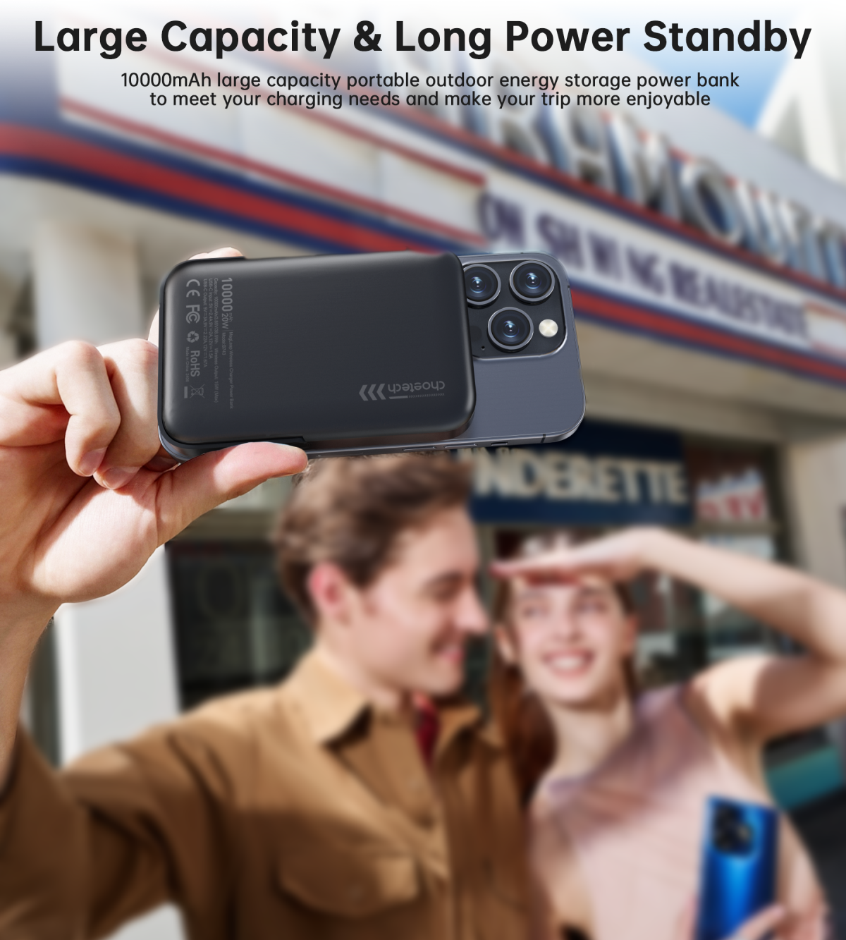 NNEDSZ CHOETECH B743-BK 10000mAh PD20W Magnetic Power Bank with Holder Black - Image 4