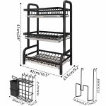 NNEDSZ Dish Rack 3 Tier Dish Dryer Drainer Stainless Steel Dish Drying Rack Drip Trays Side Holder Kitchen Storage Save Space - Image 2