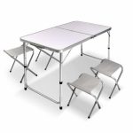 NNEDSZ Portable Folding Picnic Camping Set BBQ Party Aluminium Table 4 Foldable Chairs