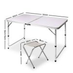 NNEDSZ Portable Folding Picnic Camping Set BBQ Party Aluminium Table 4 Foldable Chairs - Image 3