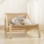 NNEDSZ Adjustable Wooden Cat Lounge Chair - Comfortable Woven Hammock for Cats - Image 3