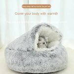 NNEDSZ Cozy Green Plush Hooded Pet Bed - Ultra Soft Long Fur Cave Bed for Small Pets 40cm - Image 2