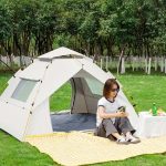 NNEDSZ Dark Green 3-4 Person Lightweight Camping Tent (210*200*135cm) | UV Protection Silver Coated, Dual Doors & Windows - Image 2
