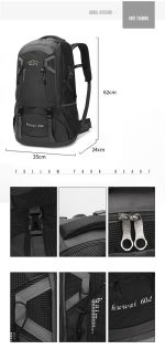NNEDSZ Large 60L Black Waterproof Hiking Backpack for Travel, Camping, and Outdoor Adventures - Durable and Lightweight - Image 2