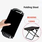 NNEDSZ Black Outdoor Folding Stool with Carrying Handle - Portable Camping Seat, Fishing Chair, Collapsible Zipper Stool for Outdoors, Queueing, and More - Image 3
