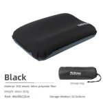 NNEDSZ Black Automatic Inflatable 3D Outdoor Sponge Pillow - Portable Camping Travel Neck Cushion, Comfortable Air Mattress for Tent, Versatile Nap Pillow