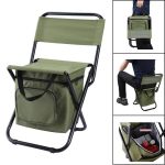 NNEDSZ Green Portable 3-in-1 Folding Camping Chair with Storage Bag, Backrest, and Insulated Cooler for Outdoor Fishing, Hiking, and Picnics - Image 2