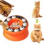 NNEDSZ Orange Interactive Slow Feeder Cat Bowl - 15° Tilt Design, Puzzle Feeder for Healthy Eating