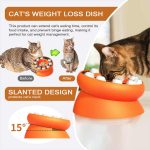 NNEDSZ Orange Interactive Slow Feeder Cat Bowl - 15° Tilt Design, Puzzle Feeder for Healthy Eating - Image 3