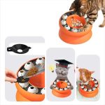 NNEDSZ Orange Interactive Slow Feeder Cat Bowl - 15° Tilt Design, Puzzle Feeder for Healthy Eating - Image 4