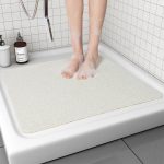 NNEDSZ White Non-Slip Loofah-Style Bathroom Mat - Quick-Dry and Soft 44*75cm