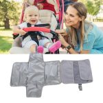 NNEDSZ Grey Portable Baby Diaper Changing Pad with Storage Pockets - Travel Essentials for Parents - Image 2