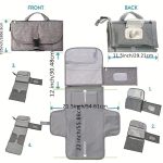 NNEDSZ Grey Portable Baby Diaper Changing Pad with Storage Pockets - Travel Essentials for Parents - Image 3