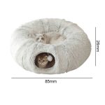 NNEDSZ Grey Luxury Plush Cat Bed with Hidden Tunnel - Soft Round Pet Bed for Cats and Small Dogs - Image 2