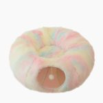 NNEDSZ Rainbow Luxury Plush Cat Bed with Hidden Tunnel - Soft Round Pet Bed for Cats and Small Dogs
