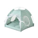 NNEDSZ Green floral Portable Folding Pet Tent - Summer Cat & Dog Shelter with Mesh Window, Lightweight and Breathable, Ideal for Travel & Home Use 35x35x30CM
