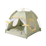 NNEDSZ Fruit green floral Portable Folding Pet Tent - Summer Cat & Dog Shelter with Mesh Window, Lightweight and Breathable, Ideal for Travel & Home Use 50x50x45CM