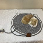 NNEDSZ 3 Pcs Grey Durable Cat Scratching Mat with Attached Toy Ball - Washable and Multi-Functional, Ideal for Cats' Scratching and Sleeping - 50cm Diameter