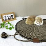 NNEDSZ 3 Pcs White And Green Durable Cat Scratching Mat with Attached Toy Ball - Washable and Multi-Functional, Ideal for Cats' Scratching and Sleeping - 50cm Diameter - Image 5