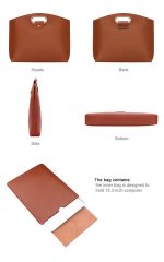 NNEDSZ Black Elegant PU Leather Laptop Handbag & Sleeve - Protective and Stylish Laptop Case with Adjustable Strap for 15.6-inch Laptops - Image 5