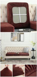 NNEDSZ 2 Pcs Coffee Elegant Polyester Sofa Cover - Full Protection Against Cat Scratches & Wear - Image 2