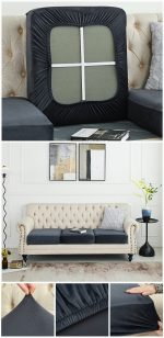 NNEDSZ 2 Pcs Dark Grey Elegant Polyester Sofa Cover - Full Protection Against Cat Scratches & Wear - Image 2