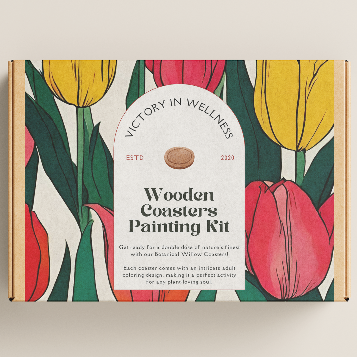 Botanical Willow Coasters with Adult Coloring Designs, Nature-Inspired Coloring Activity, Home Decor | by Victory In Wellness - Image 1