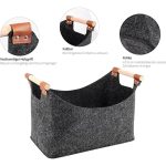 Wooden Firewood Storage Felt Basket Foldable - Image 2