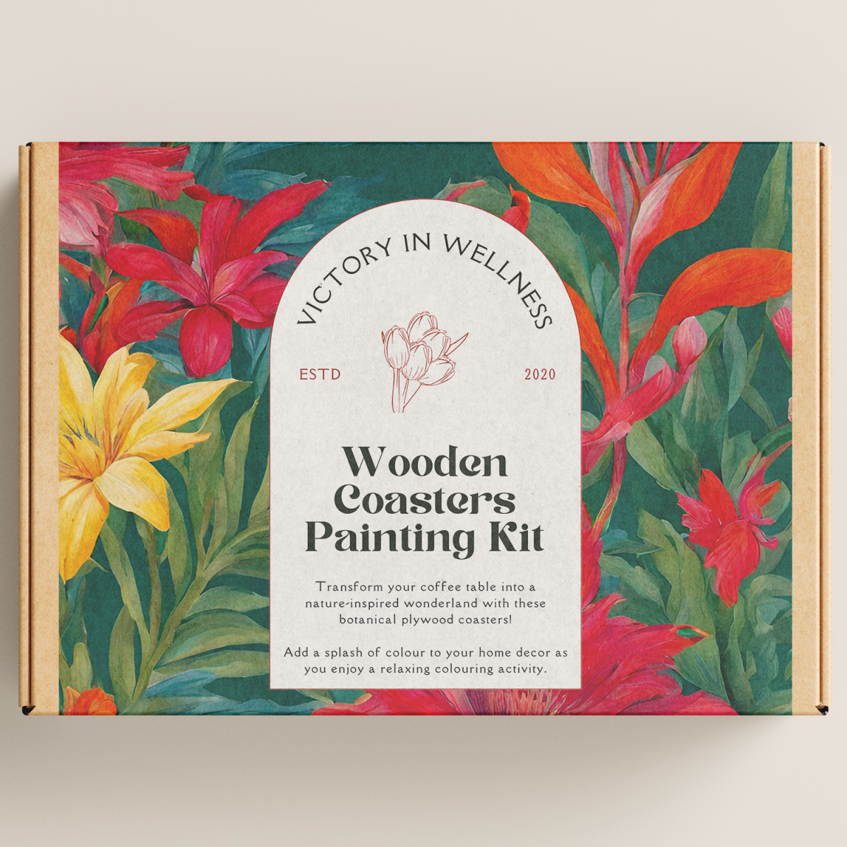 Botanical Plywood Coasters with Adult Coloring Designs, Nature-Inspired Coloring Activity, Home Decor | by Victory In Wellness - Image 1