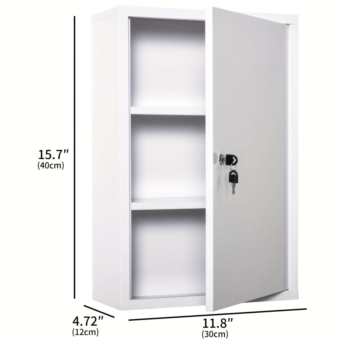 3-Tier Wall-Mounted Metal Medicine Cabinet - Image 3