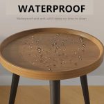 NNETM Contemporary Nordic Style Wood Round Coffee Table - Walnut Color - Image 3