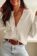 Apricot Lace Trim Cardigan - Image 4