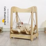 NNETM Wooden Rocking Bed Cat Furniture - Double Layer Cat Hammock - Image 2